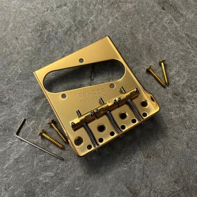 Fender Telecaster Bridge Cut Down Sides, Brass Saddles! Gold image 3