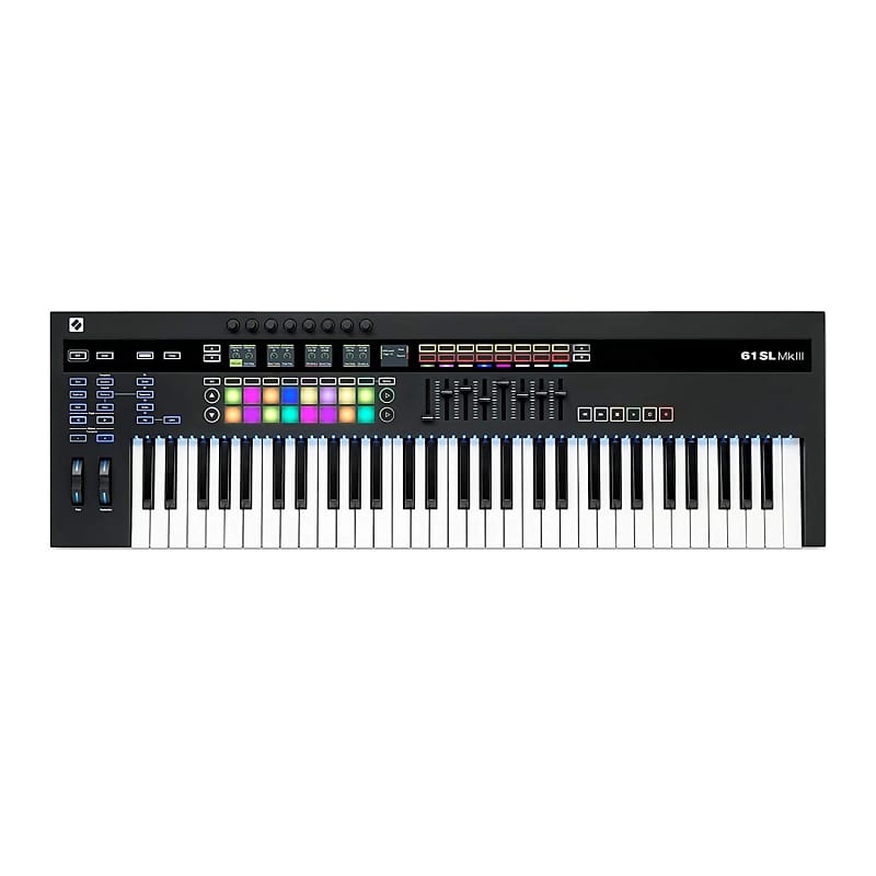 Novation 61SL MkIII MIDI Keyboard Controller Bundle with Novation Black  Shoulder Bag Carry Case and Knox Gear Stand