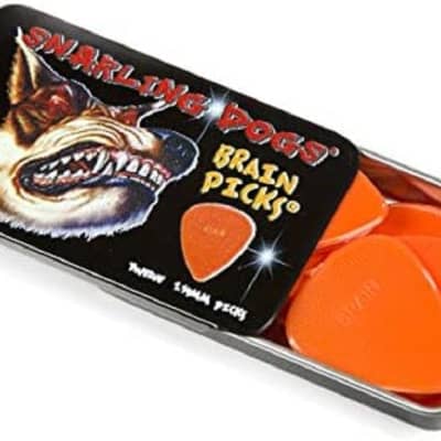 Snarling Dogs Brain Guitar Picks (12) & Tin, 1.14mm - ORANGE, #TNSDB351