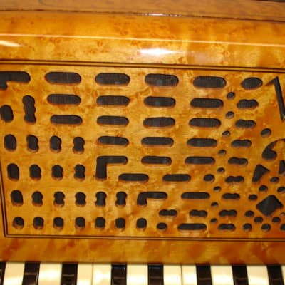 Vintage Antique "USA" Birds-Eye Maple Military Accordion w/ Geib Case image 6