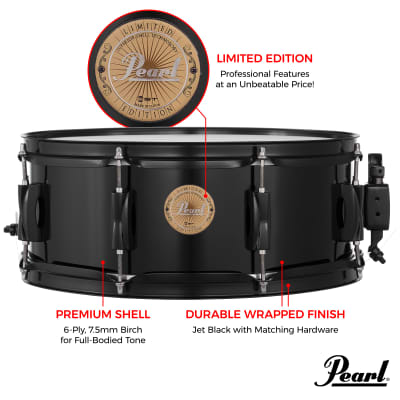 Pearl Vision Birch Snare Drum Black with Black Hardware 14x5.5