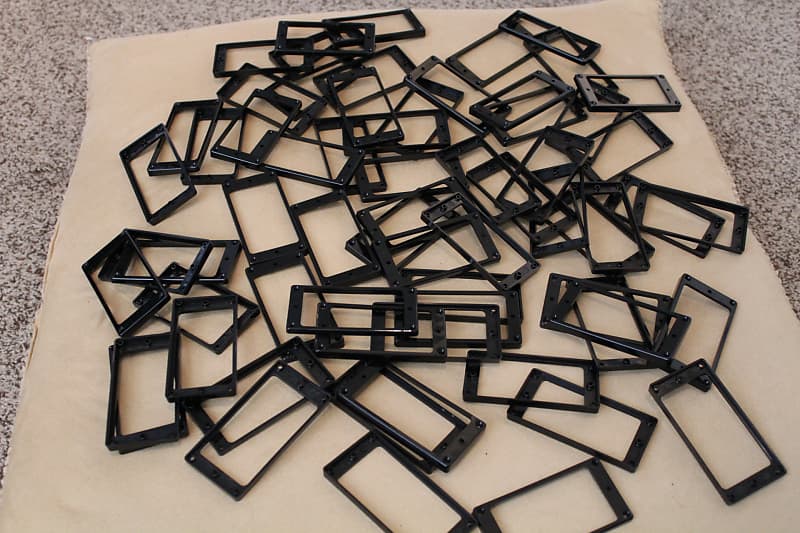 Lot of 66 Black Plastic Humbucker Pickup Mounting Rings image 1