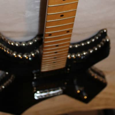 B.C. Rich Warlock Black Leather Chrome Nail Head Project AS-IS image 8