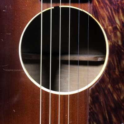 Unbranded Parlor Acoustic Guitar 1940's-1950's Sunburst image 9