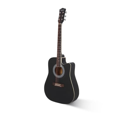 Glarry GT502 41 Inch Matte Cutaway Dreadnought Spruce Front Acoustic Guitar - Black image 4
