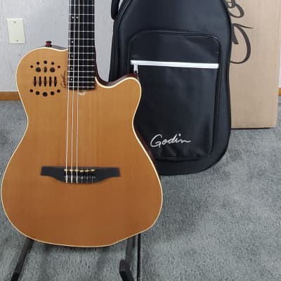 2022 Godin  Multiac ACS-SA Cedar Natural Nylon String Guitar W/ Godin Gigbag SF WNTY image 1