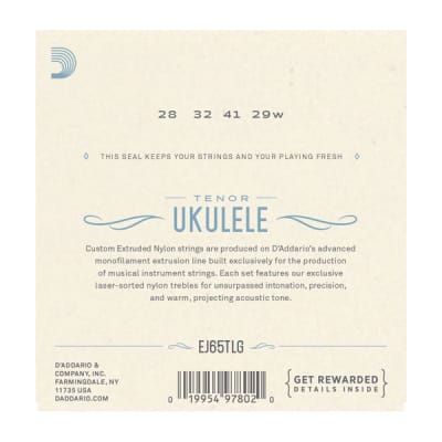 D'Addario EJ65TLGPro-Arté Custom Extruded Nylon Ukulele Strings, Tenor Low-G image 3