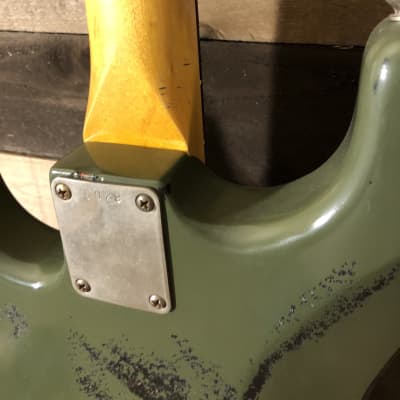 Von K Guitars S-Time ODAS Stratocaster F Hole Aged Olive Drab Army Star Nitro Lacquer Finish image 9