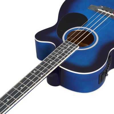Glarry GMB101 4 string Electric Acoustic Bass Guitar w/ 4-Band Equalizer EQ-7545R 2020s - Blue image 14