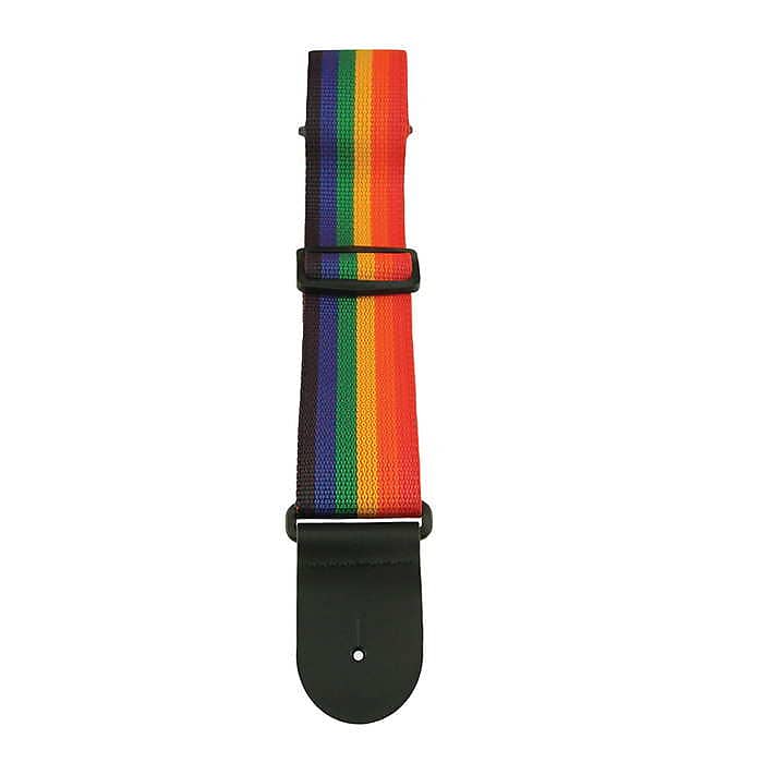 Henry Heller 2" Polypro Guitar Strap Rainbow Leather Ends Made In USA HPOL-RBW image 1