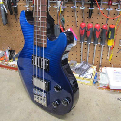 Gibson Les Paul Money Bass 2007 - Trans Blue over AAA - Pro Mild Headstock Repair image 3