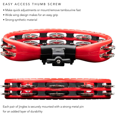 Meinl Percussion TMT2R Mountable ABS Plastic Tambourine with Double Row Steel Jingles, Red image 5