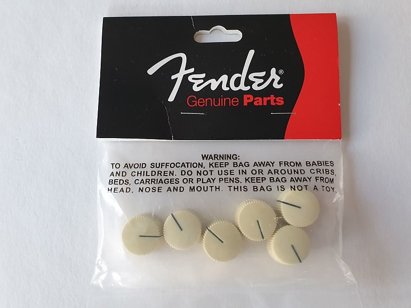 Set of 6 vintage Fender aged white amplifier knobs 0990933000