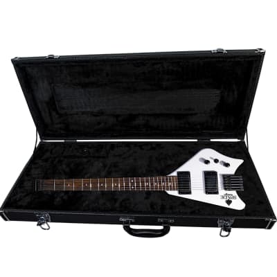 BootLegger Guitar Spade White  Gibson Scale 24.75 Headless Guitar With Case 2022 - White image 2