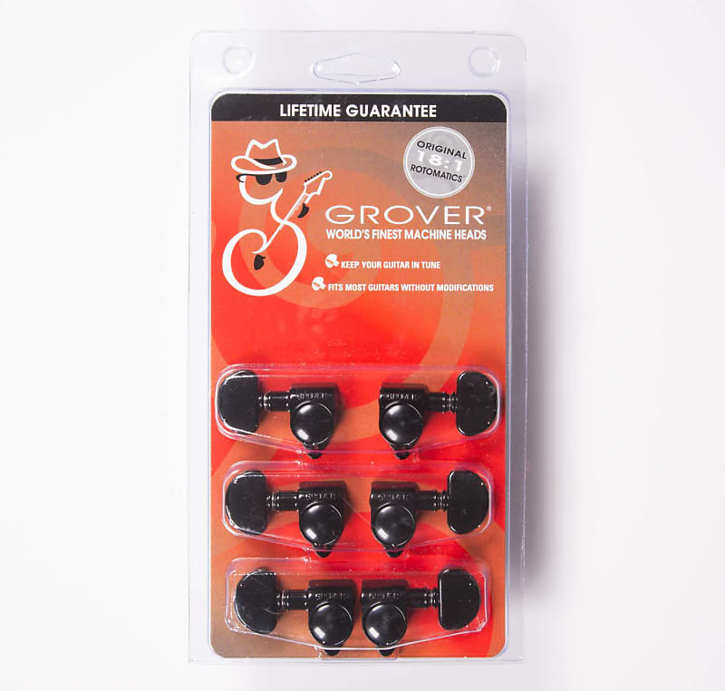 Grover 102-18BC Original Rotomatic 18:1 3x3 Guitar Tuners Black Chrome