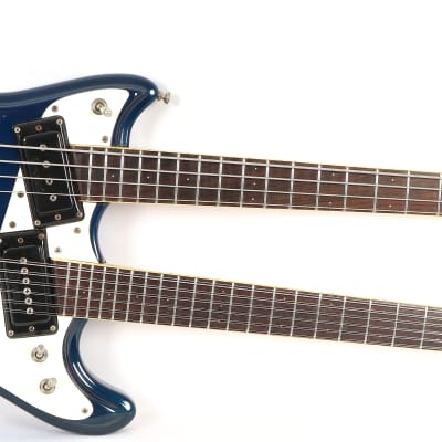 Vintage Mosrite 4x12 Double Neck Electric Bass & 12 String Guitar w/ OHSC Ink Blue Custom Order One of a Kind! image 6