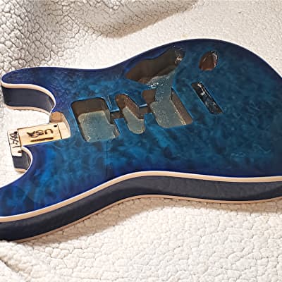 USA made,Double bound Alder body in Blueberry clouds with beautiful quilt maple top.Made for a Strat body# BBC-1. image 3