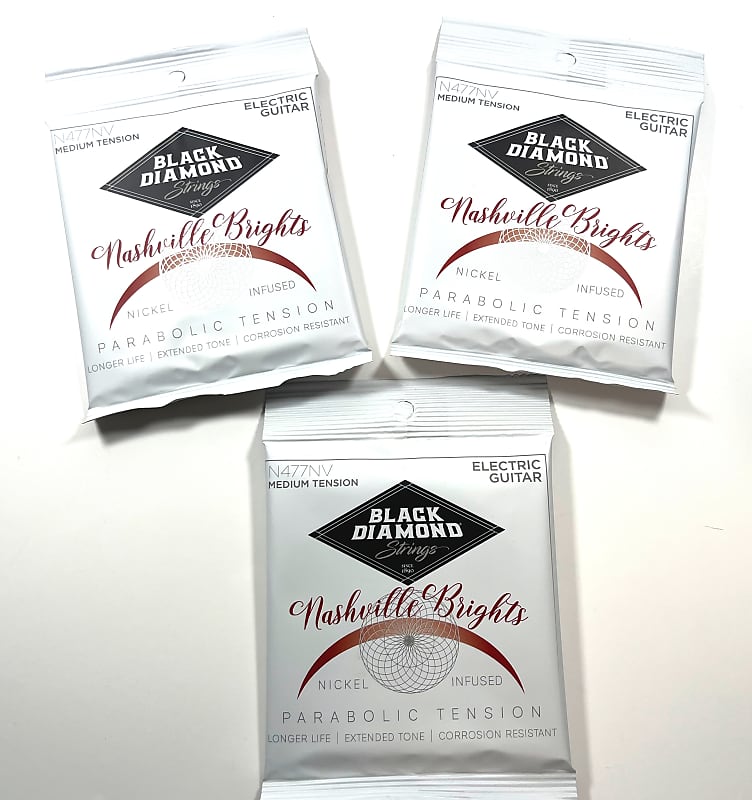 Black Diamond Guitar Strings 3 Sets Electric Nashville Bright Medium 11 50