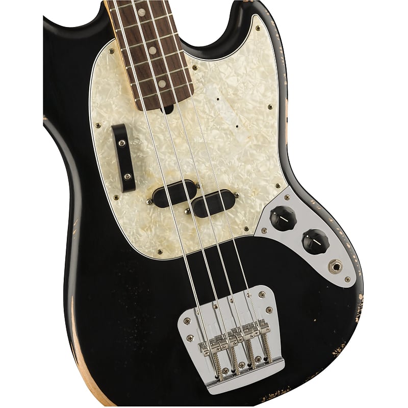 Fender JMJ Road Worn Mustang Bass - Black image 1