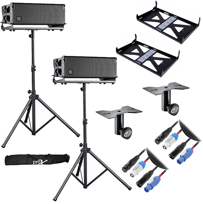 (2) Das Event 208A Dual 8 Powered Line Array Speakers with Adaptors and Stands