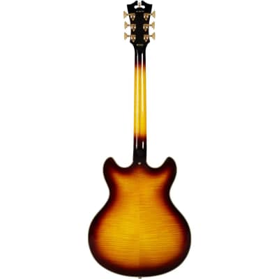 D'Angelico Guitars Excel DC 2018 16  Semi Hollow Electric Guitar with Stairstep Tailpiece, Pau Ferro Fingerboard, Vintage Sunburst image 8
