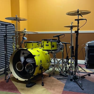 Orange County Drum Percussion American Custom Travis Barker replica kit Yellow with black Reverb