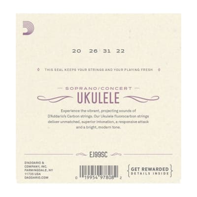 D'Addario Ukulele Strings 2-Pack Fluorcarbon EJ99B Uke Soprano/Concert Pro-arte image 2