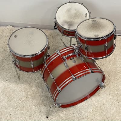 Slingerland 22/13/15/5x14" 60's Swingster/Stage Band Drum Set - Red/Silver Duco image 4