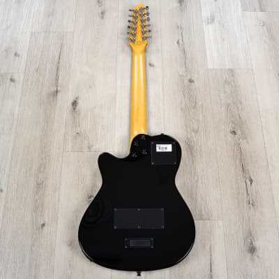 Godin 048588 A12 Black HG 12-String Guitar, Solid Cedar Top, Gloss Black Finish image 5