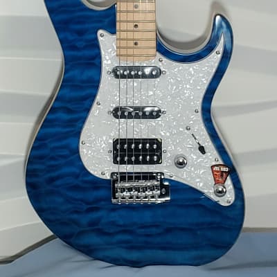 Cort G250DX Trans Blue Double Cutaway American Basswood Body Maple Neck 6-String Electric Guitar image 2