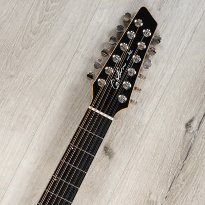 Godin 048588 A12 Black HG 12-String Guitar, Solid Cedar Top, Gloss Black Finish image 8