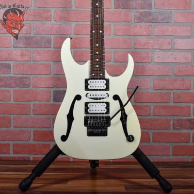 Ibanez PGM30-WH Paul Gilbert Signature with Edge Pro Tremolo White with Black F Holes Japan 2003 w/OHSC for sale