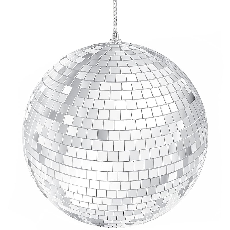 Mirror Disco Ball 4 Inch 2-Pack, Silver Hanging Ball with Attached String  for Ring, Reflects Light, Fun Party Home Bands Decorations, Party Favor