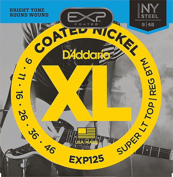 D'Addario EXP125 Coated Electric Guitar Strings, Super Light Top / Regular Bottom Gauge image 1