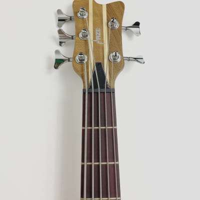 Haze SBG368N 5-String Neck-Thru Electric Bass Guitar, Natural w/Pre-Amp + Free Bag image 2