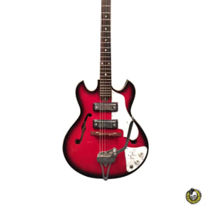 Vintage TeleStar (Teisco) Hollowbody with Early Gold Foil Type Pickups 1960's Red Sunburst image 1