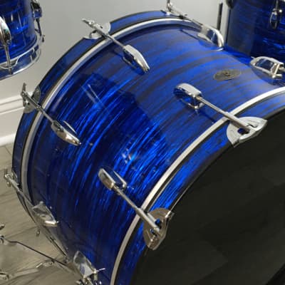 Vintage Apollo 3 Piece Drum Set 1970s Blue Oyster Pearl Completely Restored in USA Jazz Bop Kit 12/16/22 image 15