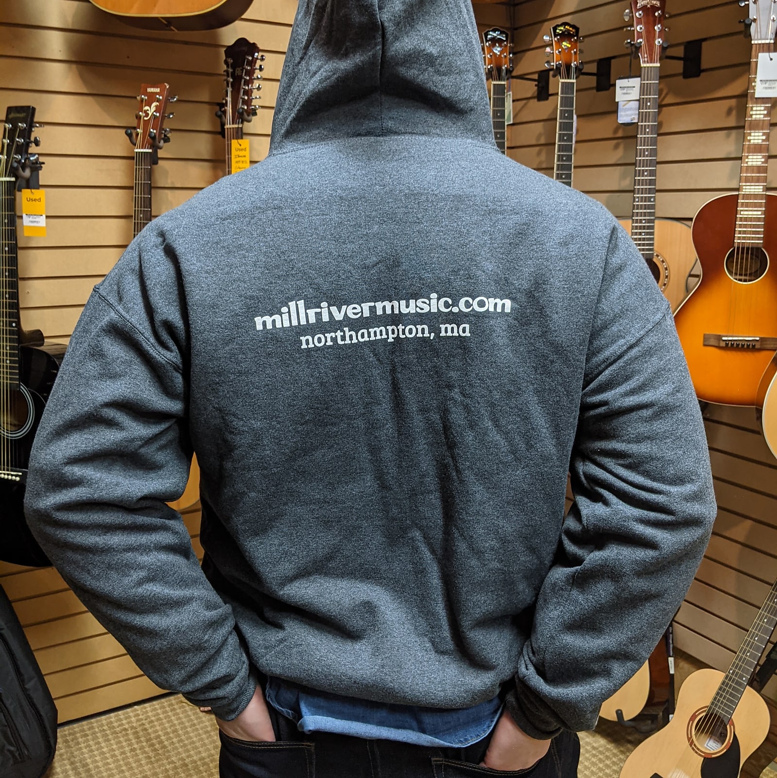 Mill River Music Zip Hoodie 1st Edition Main Logo Unisex Charcoal Heather XL