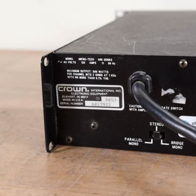 Crown Micro Tech 600 Power Amplifier Reverb