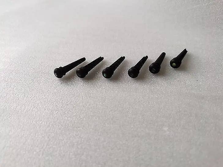 Ebony Acoustic Guitar Bridge Pins with Abalone Dot Reverb