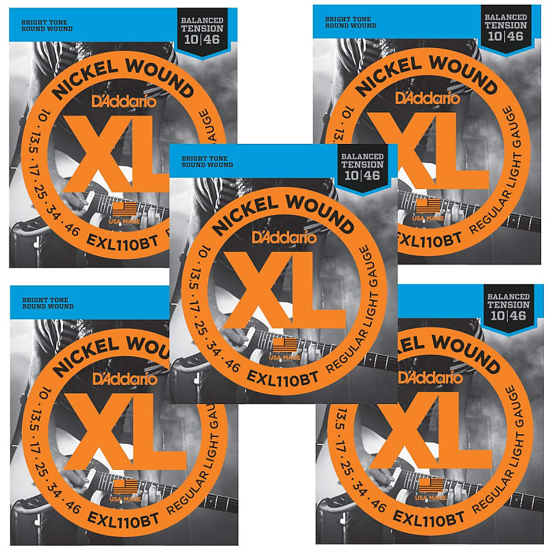 D addario Electric Guitar Strings 5 Pack Balanced Tension EXL110BT