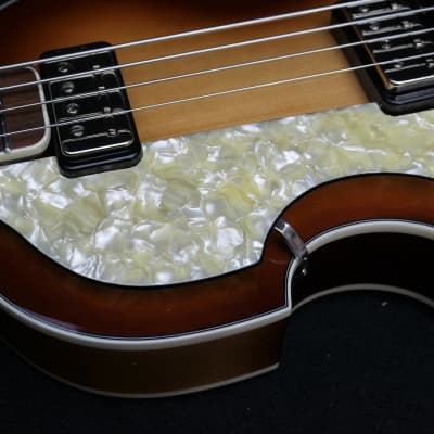 Hofner HCT-500/1L-SB Left Handed Custom Conversion Contemporary Beatle Bass Tea Cups, LaBella Flats & Cream Switches. image 6