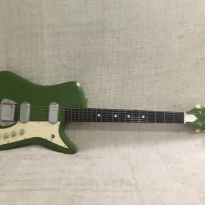 Vintage 1965 Airline Bighorn Green Solid Body Electric Guitar USA Made Kay + Original Gig Bag RARE image 2