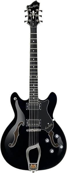 Hagstrom Viking Model Semi-Hollow Electric Guitar - Black Gloss VIK-BLK-U image 1