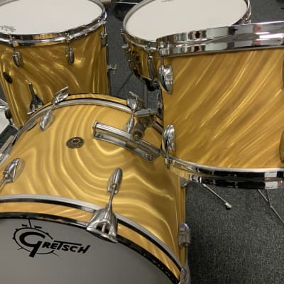 Gretsch 12/14/20/5.5 Progressive Jazz 60s drum set gold satin flame. MINT! image 2