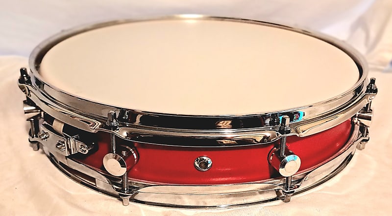MARTIAL PERCUSSION Custom Maple Piccolo Snare Drum  w/ rings 2023 - Satin Red Burst image 1