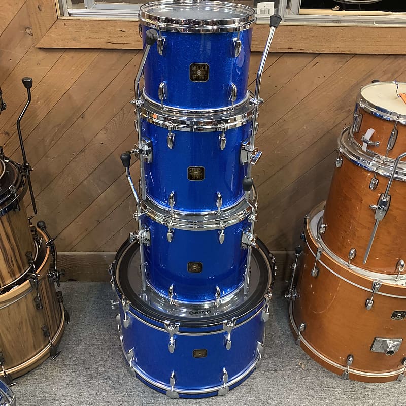 Gretsch USA Custom - Blue Sparkle 4 Piece kit, 1 up, 2 down! W 24 Bass