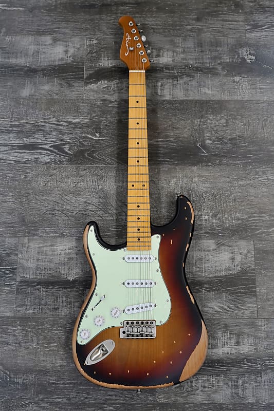 AIO S3 Left Handed Electric Guitar - Relic 3-Tone Sunburst (Maple Fingerboard) w/Gator Hard Case image 1