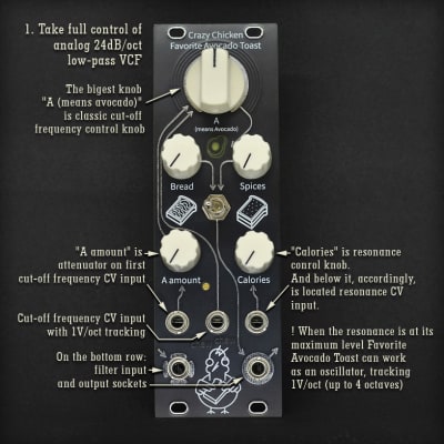 Favorite Avocado Toast by Crazy Chicken - eurorack LP VCF with overdrive image 4