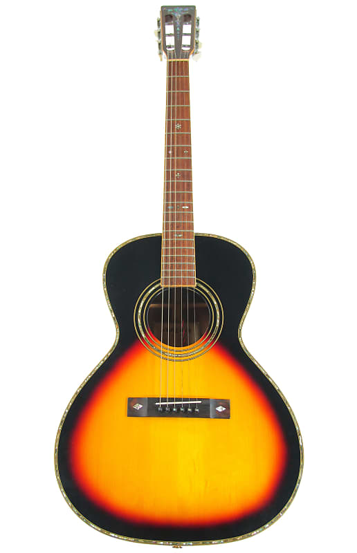 Aria AP-05SB parlor guitar - beautifully decorated guitar with fine parlor  sound - size and decorations of a Martin 0-42!